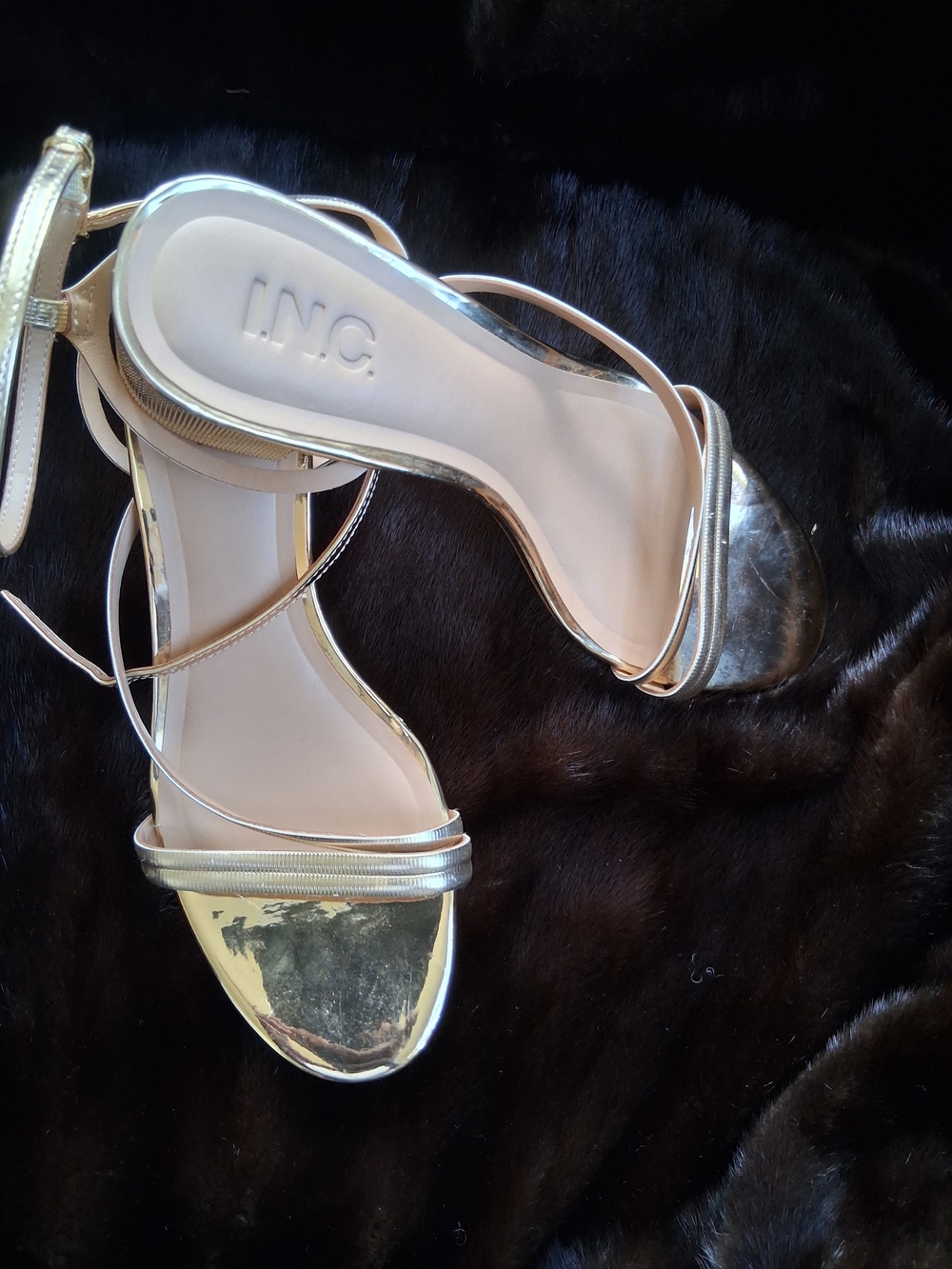 INC International Concepts Gold Strappy Sandals - Women's